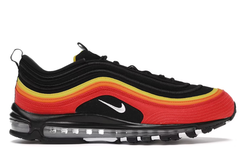 Nike Air Max 97 Black Chile Red Magma Orange Sz 12 USED NO BOX