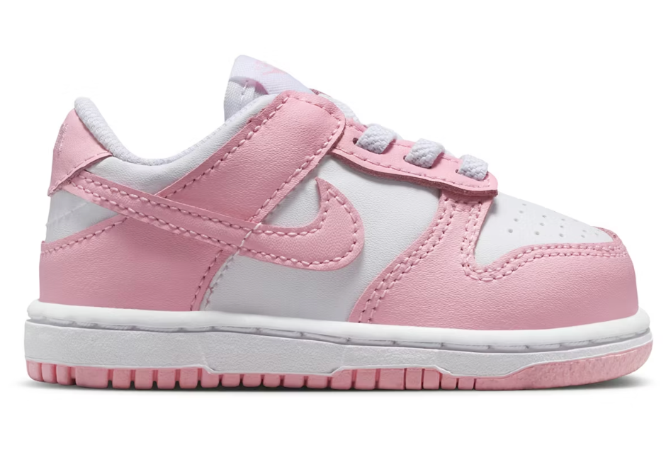 Nike Dunk Low White Medium Soft Pink (TD) SZ 9C MISSING LID