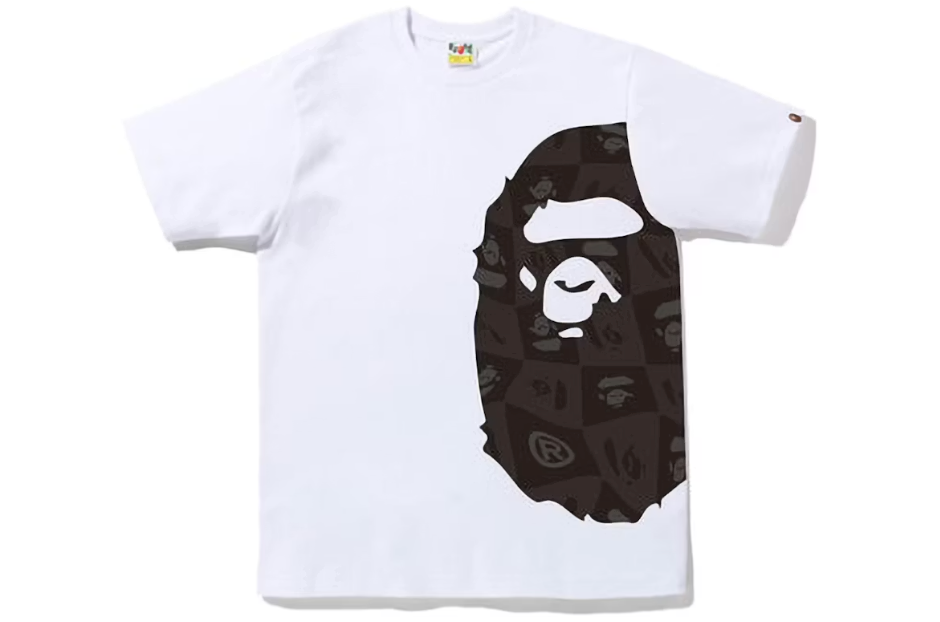 BAPE Distortion Side Big Ape Head Tee White Black SZ XL