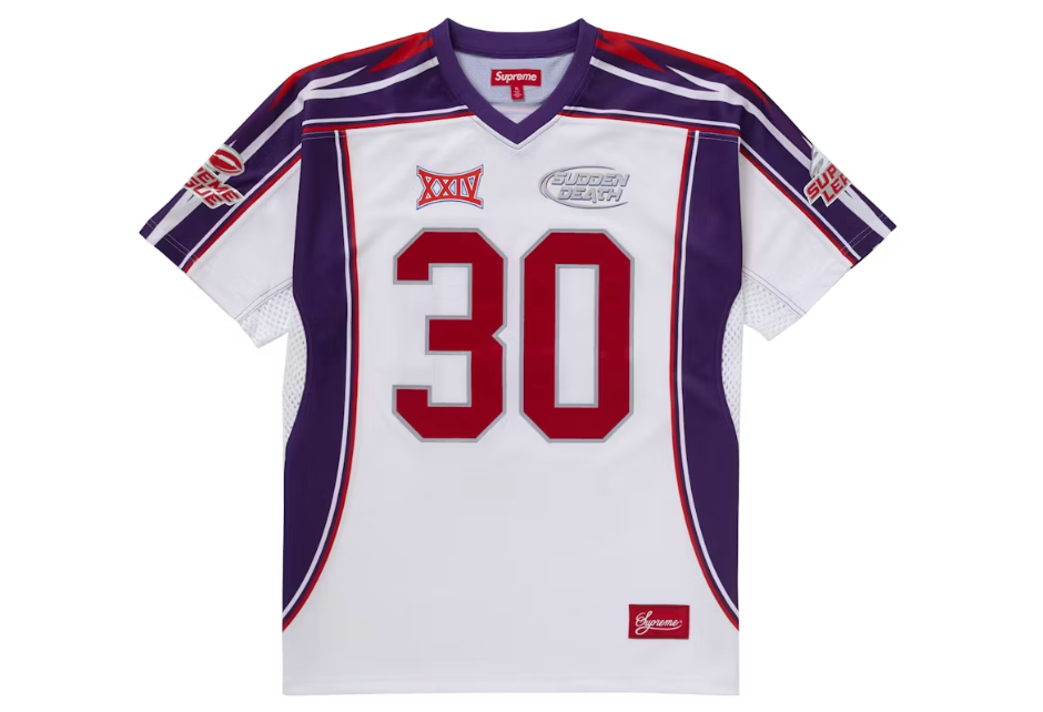 Supreme Sudden Death Football Jersey White Sz L