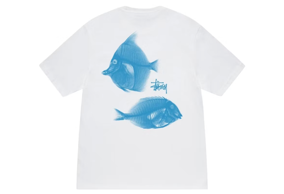 Stussy X-Ray Fishin Tee White SZ XL