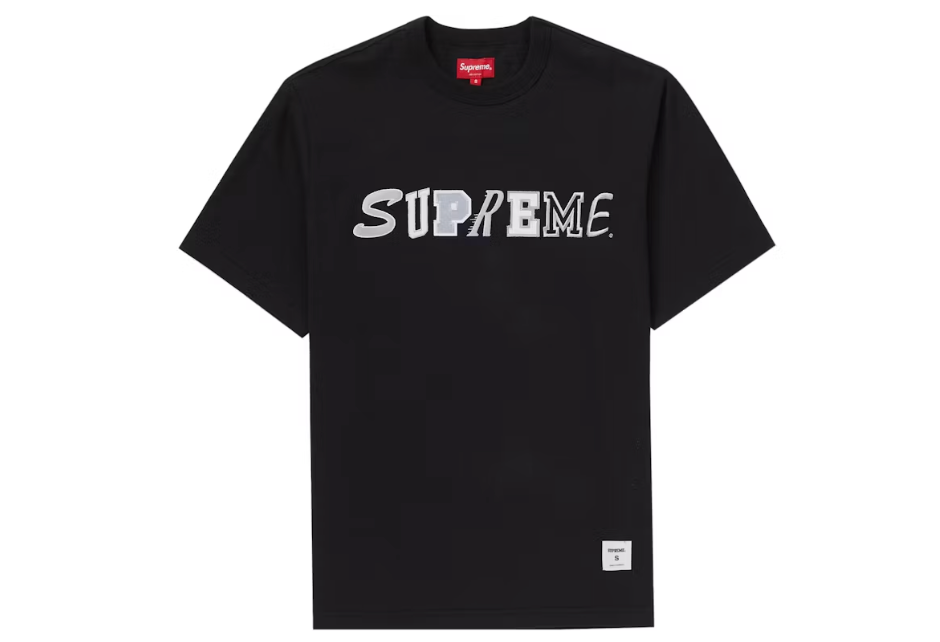 Supreme Collage Logo S/S Top Black SZ Small