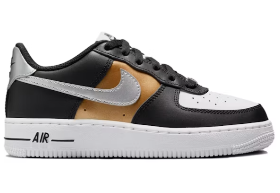 Nike Air Force 1 Low Black Metallic Silver GS