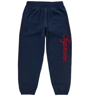 Supreme Embroidered Script Sweatpant Navy Sz M