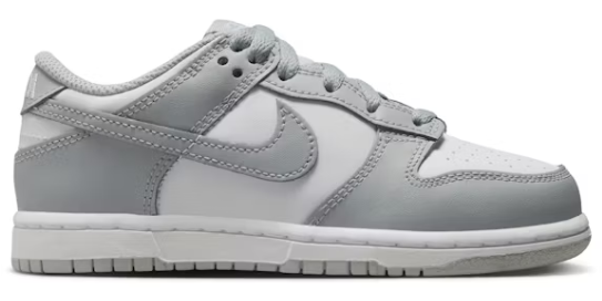 Nike Dunk Low White Light Smoke Grey (PS) SZ 3Y MISSING LID