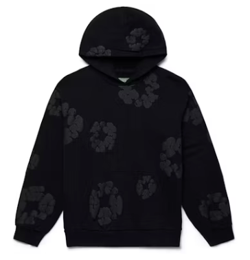 Denim Tears Cotton Wreath Hoodie Black Monochrome SZ SMALL