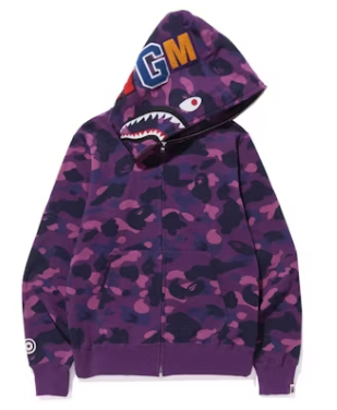 BAPE Color Camo Shark Full Zip Hoodie (FW21) Purple SZ XL