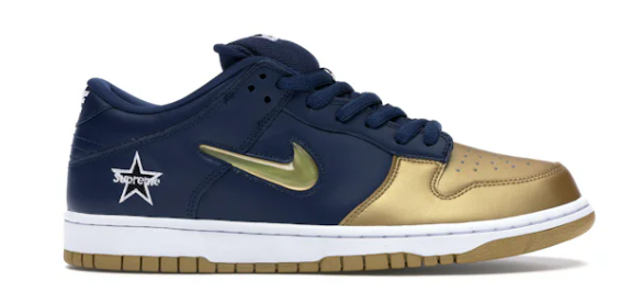 Nike SB Dunk Low Supreme Jewel Swoosh Gold (SZ 10 USED)