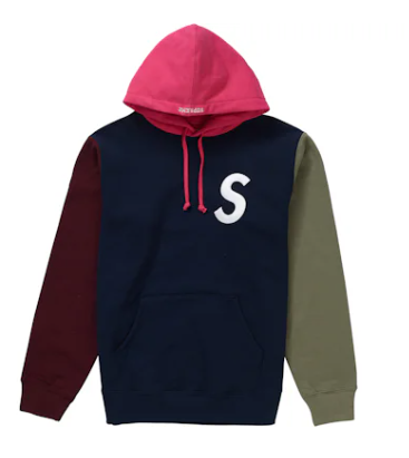 Supreme S Logo Colorblocked Hooded Sweatshirt Navy (SZ M)