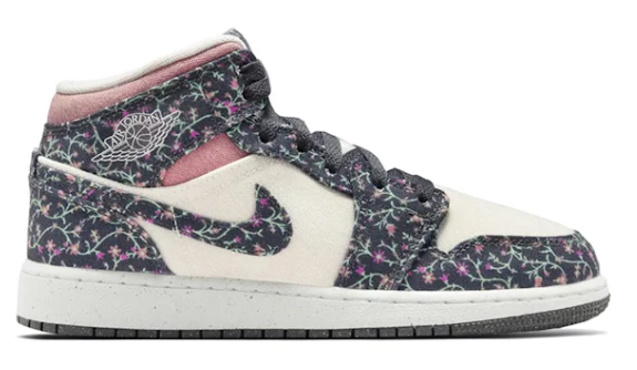 Jordan 1 Mid SE Floral (GS) SZ 6Y MISSING LID