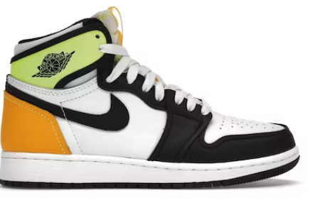 Jordan 1 Retro High White Black Volt University Gold (GS) SZ 6Y