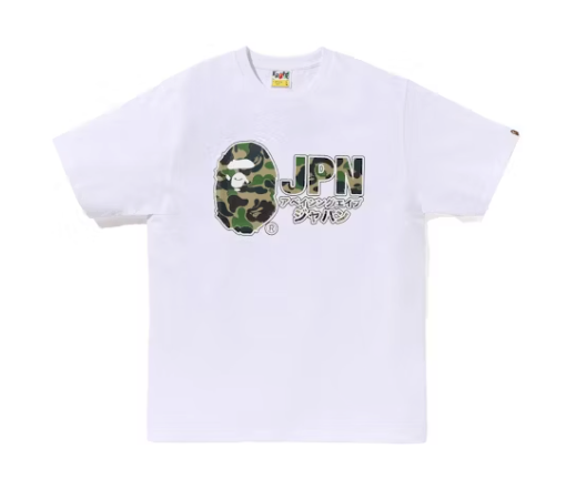 BAPE ABC Camo JPN Katakana Tee White Sz Medium