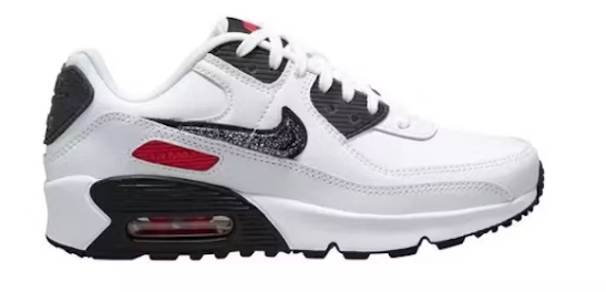 Nike Air Max 90 LTR White Black Red (GS) SZ 7Y USED NO BOX