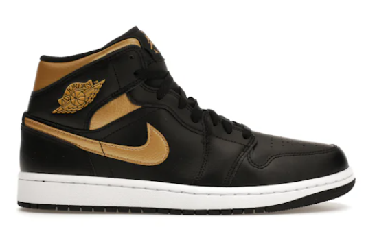 Jordan 1 Mid Black Metallic Gold SZ 10 MISSING LID