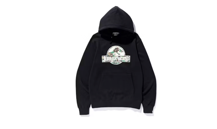 BAPE x Jurassic World Logo Pullover Hoodie Black Sz Large