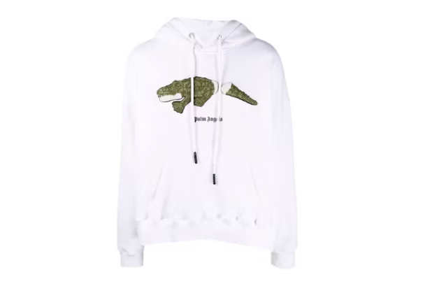 Palm Angels Crocodile Hoodie White/Green/Black (Pre-owned) Sz Medium