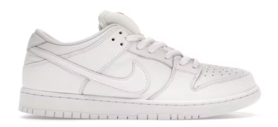 Nike SB Dunk Low Pro Triple White SZ 8.5 MISSING LID