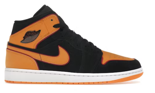 Jordan 1 Mid Fat Tongue Black Orange SZ 9 MISSING LID