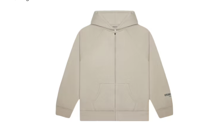 Fear of God Essentials Full Zip Up Hoodie Applique Logo String Sz Large