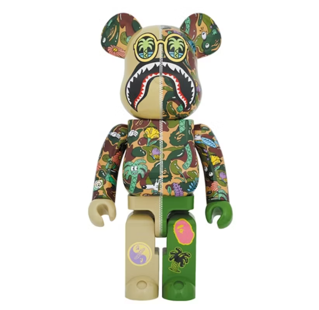 Bearbrick x Steven Harrington x BAPE Shark 1000% Green Camo