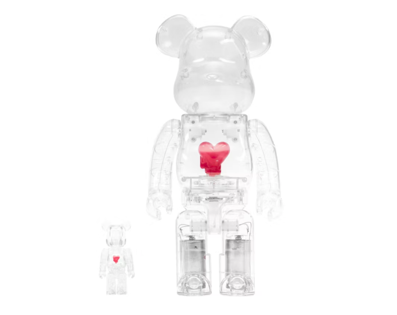 Bearbrick Emotionally Unavailable Heart 100% & 400% Set Clear