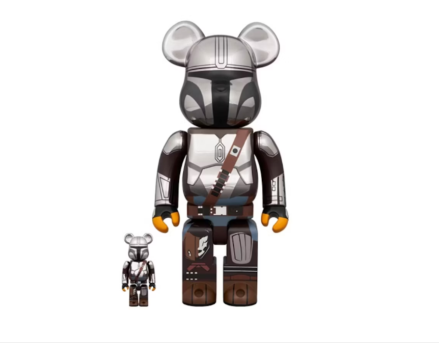 Bearbrick Star Wars The Mandalorian 100% & 400% Set Chrome