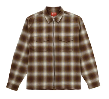 Supreme Shadow Plaid Flannel Zip Sz Small