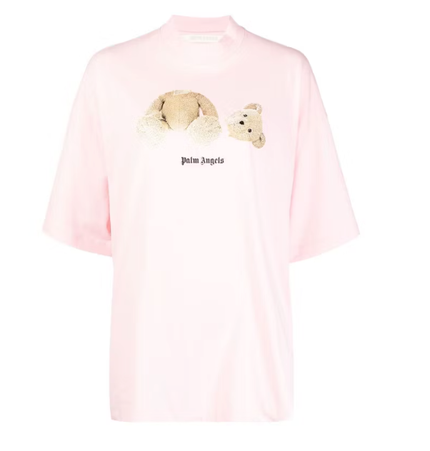 Palm Angels Bear-Print Shirt Light Pink Sz Medium