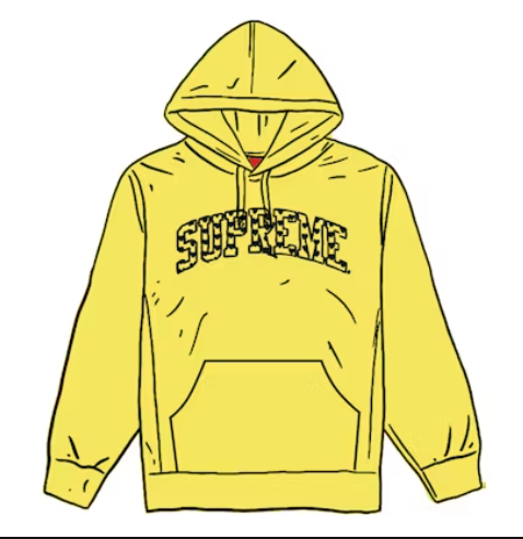 SUPREME HEART ARC HOODED SWEATSHIRT YELLOW LIGHT LEMON SZ M