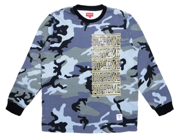 Supreme Stacked L/S Top Blue Camo SZ XL