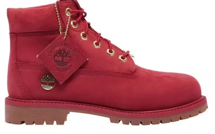 Timberland 6 Inch Premium Boot Dark Red Nubuck (PS) SZ 1