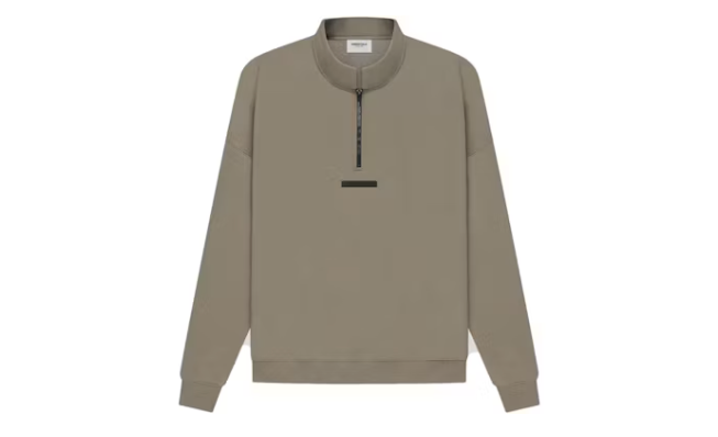 Fear of God Essentials Half Zip Sweater Taupe Sz 2XL