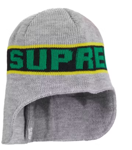 Supreme Earflap Beanie Heather Grey