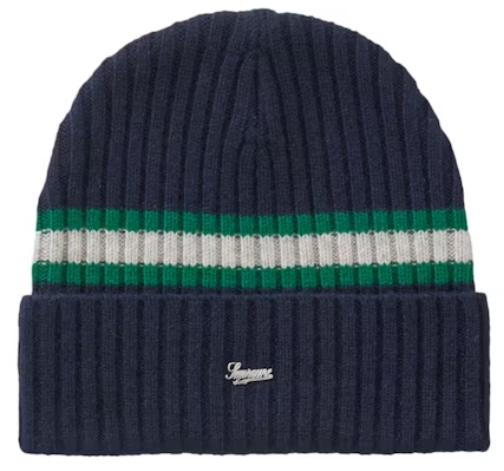 Supreme Stripe Cashmere Beanie Navy