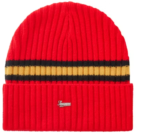 Supreme Stripe Cashmere Beanie Red