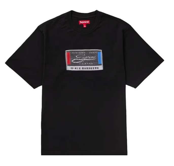 Supreme Intarsia Label S/S Top Black Sz Large