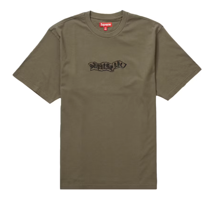 Supreme Banner S/S Top Olive Sz XL