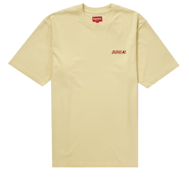 Supreme Washed Script S/S Top Yellow Sz Medium