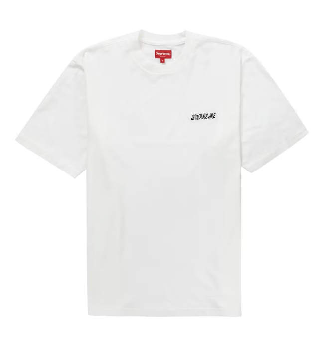 Supreme Washed Script S/S Top White Sz Medium