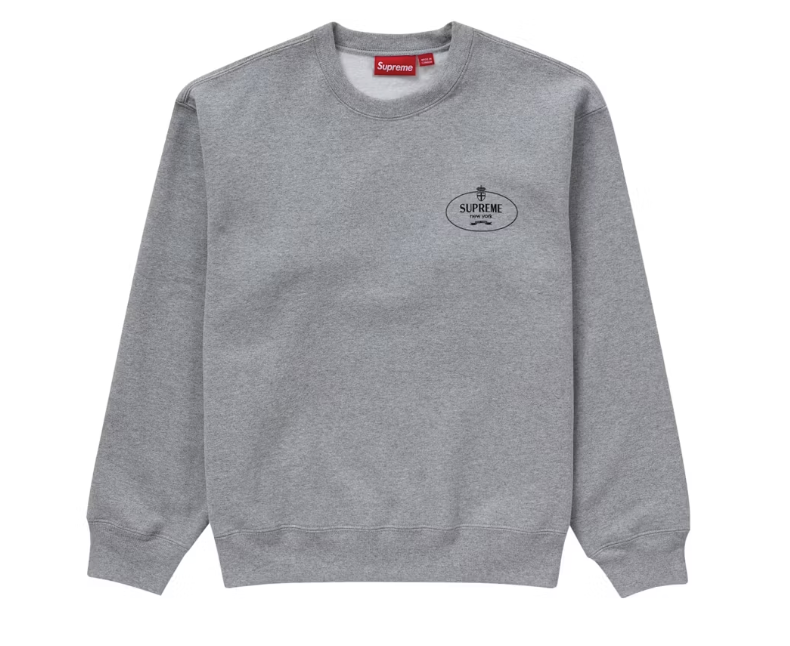 Supreme Crest Crewneck Ash Grey Sz Medium