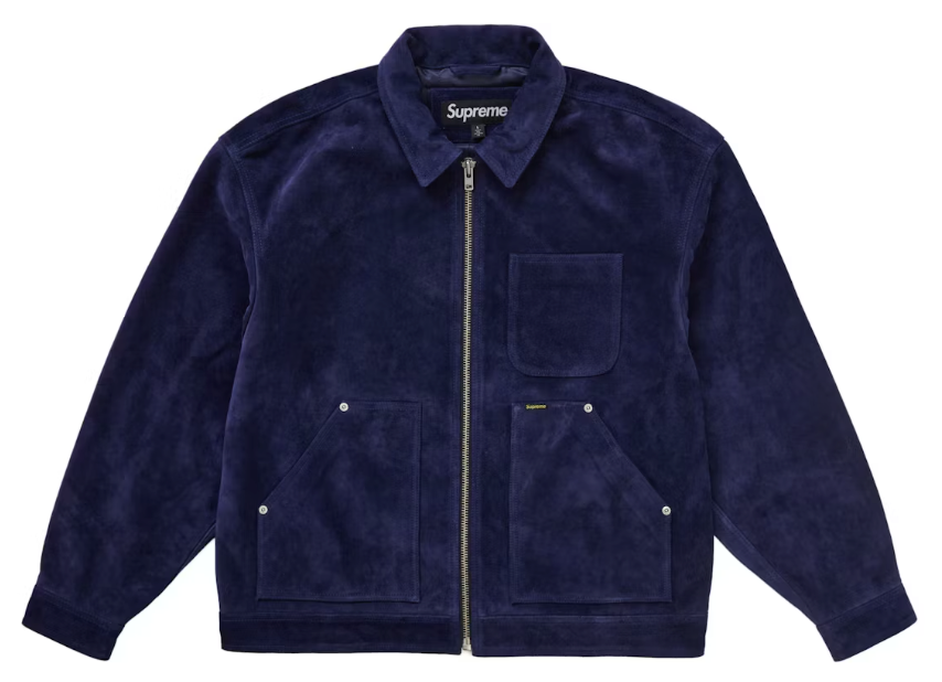 Supreme Suede Work Jacket Blue Sz Large