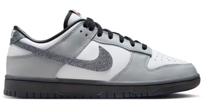 Nike Dunk Low LX Glitter Swoosh White Light Smoke Grey (Women's) SZ 9.5W/8M MISSING LID