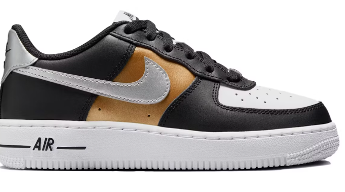 Nike Air Force 1 Low Black Metallic Silver (GS) 7Y