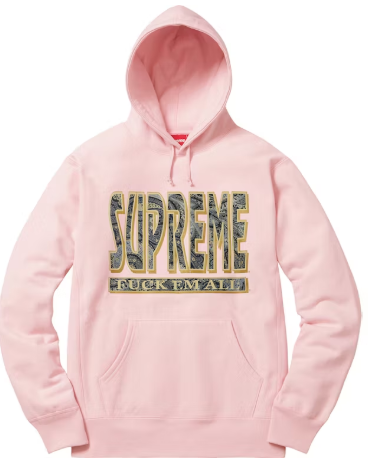 Supreme Paisley Fuck Em All Hoodie Pale Pink SZ M