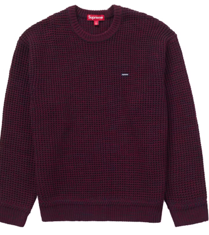 Supreme Waffle Small Box Sweater Burgundy Melange SZ L