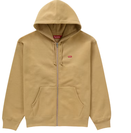 Supreme Small Box Zip Up Hooded Sweatshirt (FW24) Dark Tan SZ L