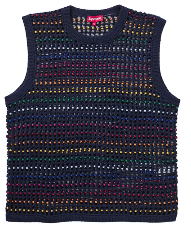 Supreme Beaded Sweater Vest Navy SZ XL