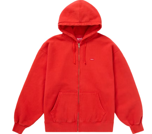 Supreme Overdyed Small Box Zip Up Hooded Sweatshirt Red SZ L