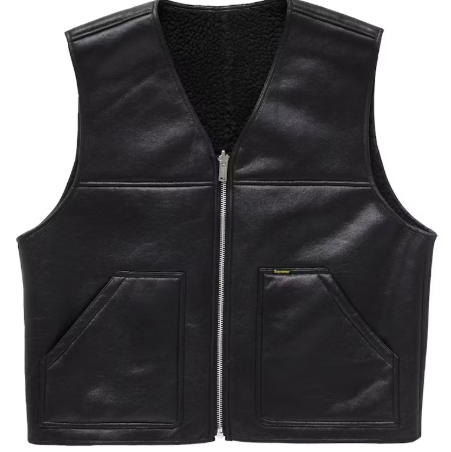 Supreme Reversible Faux Shearling Work Vest Black SZ L