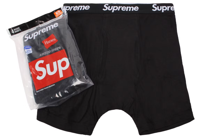 Supreme Hanes Boxer Briefs (4 Pack) Black SZ L (RIPPED BAG)